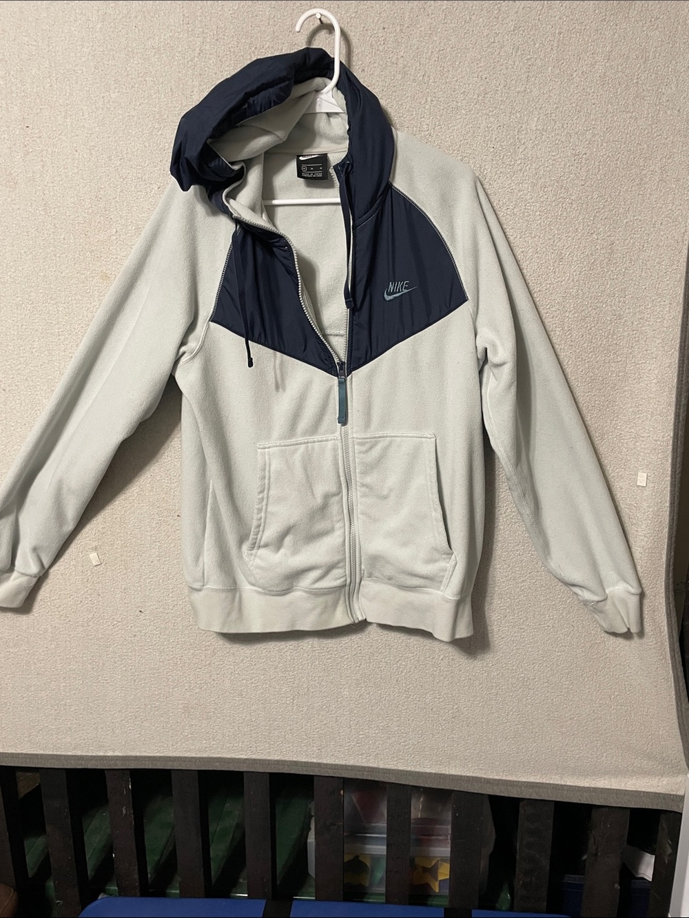 Nike Hoodie Jacket - Light Gray & Navy Blue